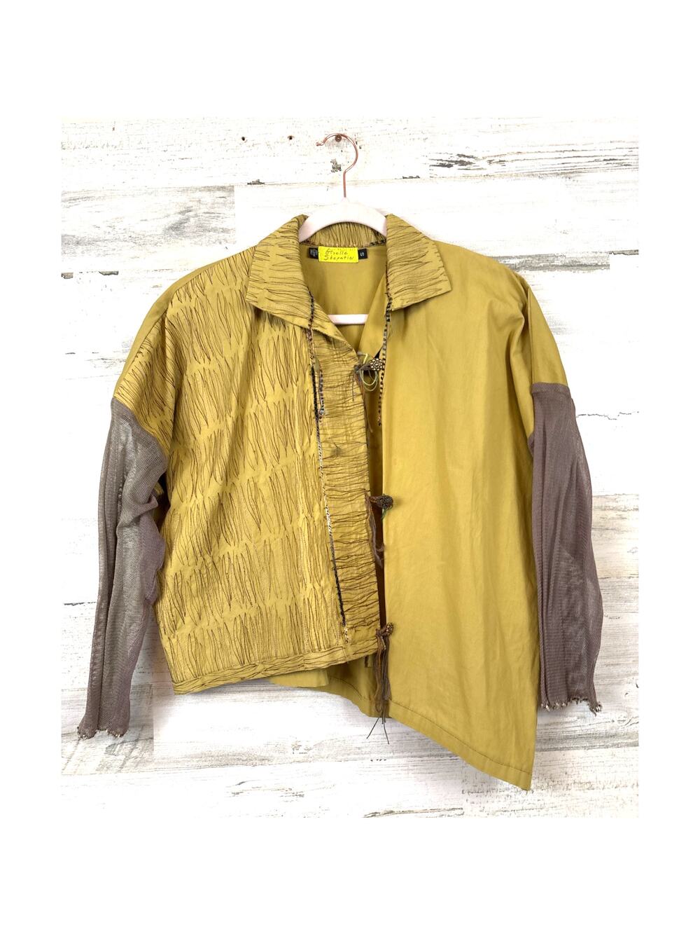 Giselle Shepatin Womens S Green Hand Dyed Silk Asymmetrical Boho Blouse